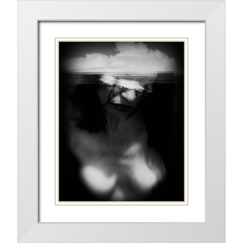 Untitled White Modern Wood Framed Art Print with Double Matting by Bousca, Bogdan
