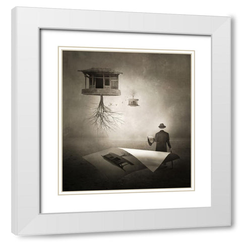Untitled White Modern Wood Framed Art Print with Double Matting by XibiaoHuang