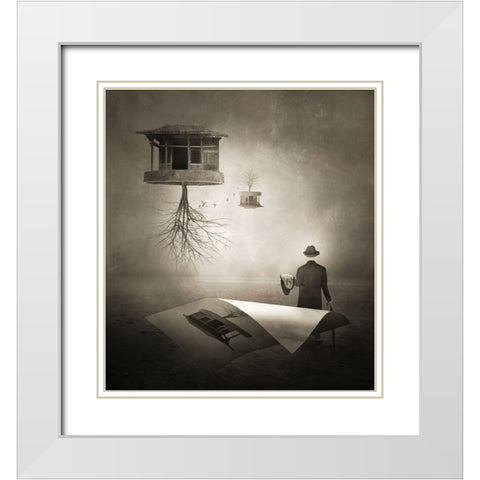 Untitled White Modern Wood Framed Art Print with Double Matting by XibiaoHuang