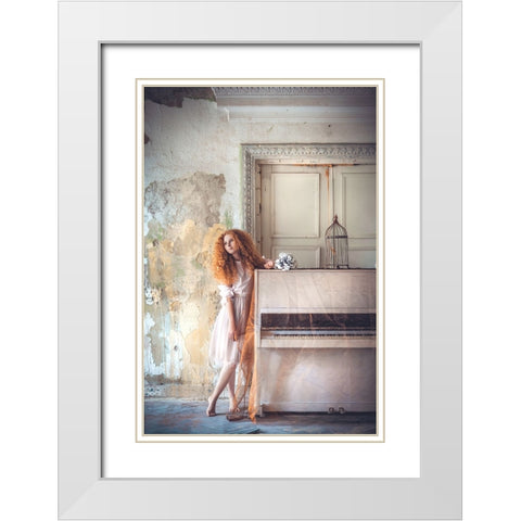 Redhead Muse White Modern Wood Framed Art Print with Double Matting by Bolgov (Axe), Ruslan