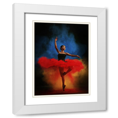Color Dance White Modern Wood Framed Art Print with Double Matting by Kisworo, Sebastian