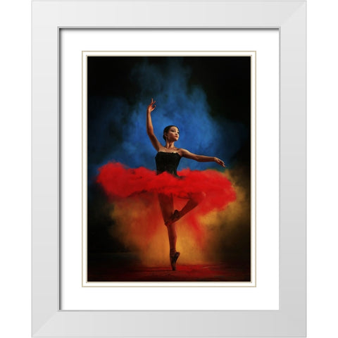 Color Dance White Modern Wood Framed Art Print with Double Matting by Kisworo, Sebastian