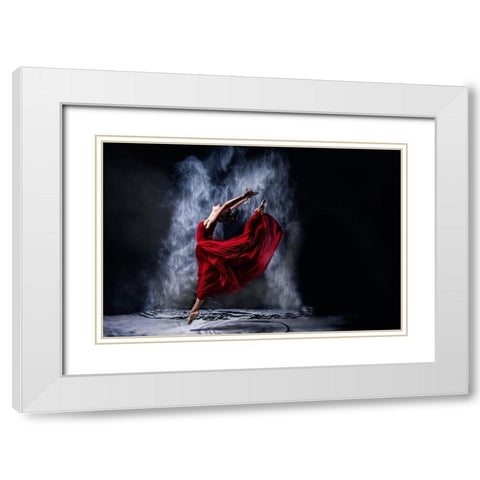 Red Dancing White Modern Wood Framed Art Print with Double Matting by Kleiner, Petr