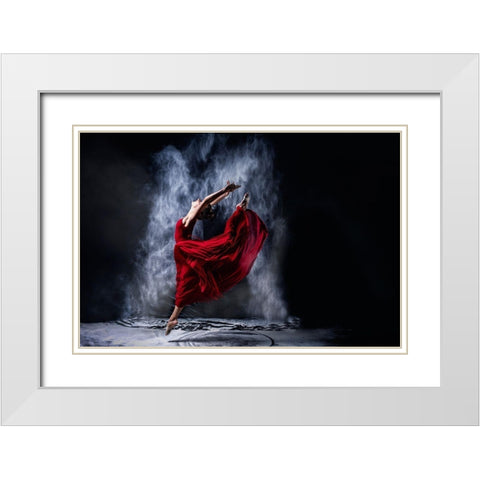 Red Dancing White Modern Wood Framed Art Print with Double Matting by Kleiner, Petr