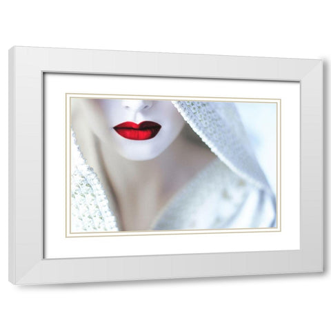 Gaesha White Modern Wood Framed Art Print with Double Matting by Cherkaoui, Fatima