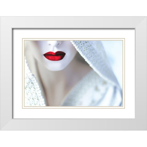 Gaesha White Modern Wood Framed Art Print with Double Matting by Cherkaoui, Fatima