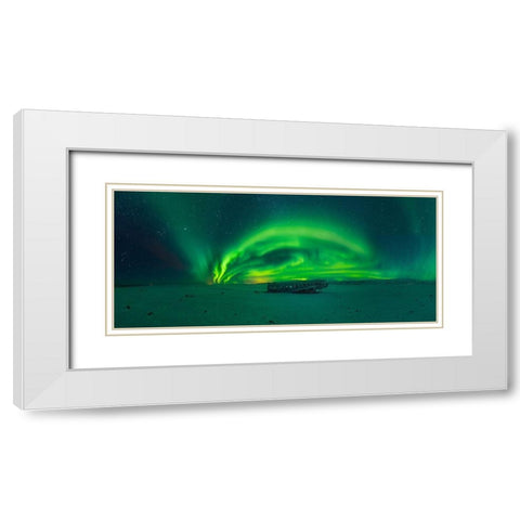 Night In Iceland White Modern Wood Framed Art Print with Double Matting by Pedretti, Ivan