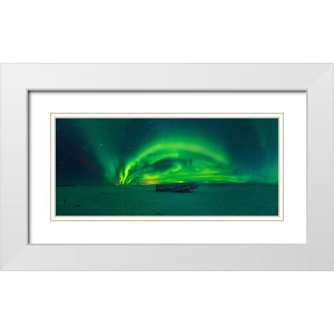 Night In Iceland White Modern Wood Framed Art Print with Double Matting by Pedretti, Ivan