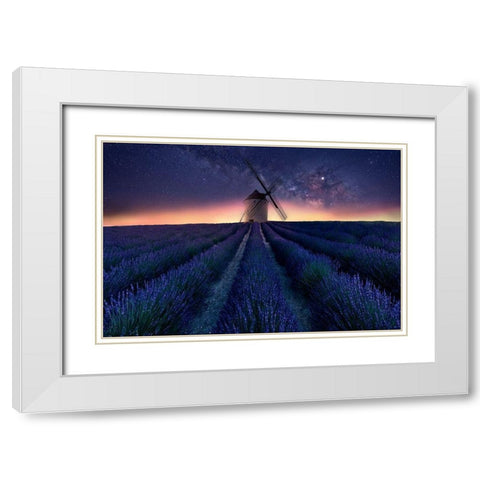 Lavender Night White Modern Wood Framed Art Print with Double Matting by Antonio Trivino, Jose