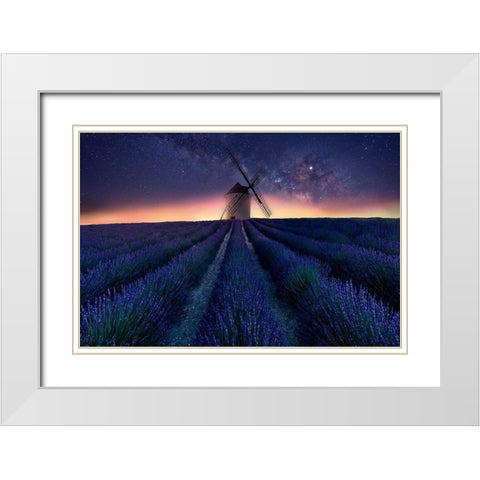 Lavender Night White Modern Wood Framed Art Print with Double Matting by Antonio Trivino, Jose