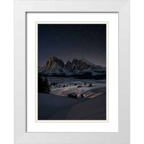 Night Under The Stars White Modern Wood Framed Art Print with Double Matting by Zappia, Andrea