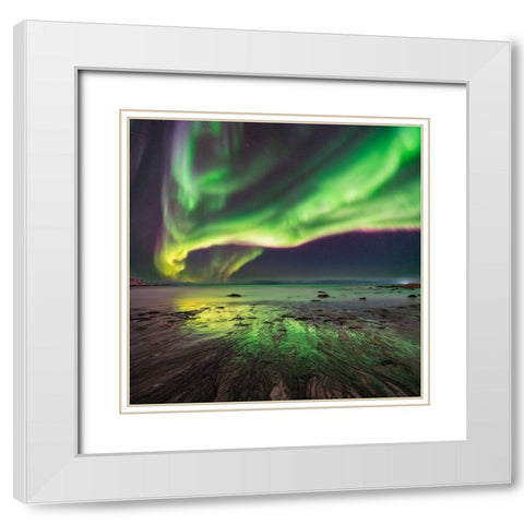 Geen Skagsanden Beach White Modern Wood Framed Art Print with Double Matting by Smid Master, Jan