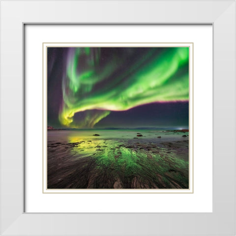 Geen Skagsanden Beach White Modern Wood Framed Art Print with Double Matting by Smid Master, Jan