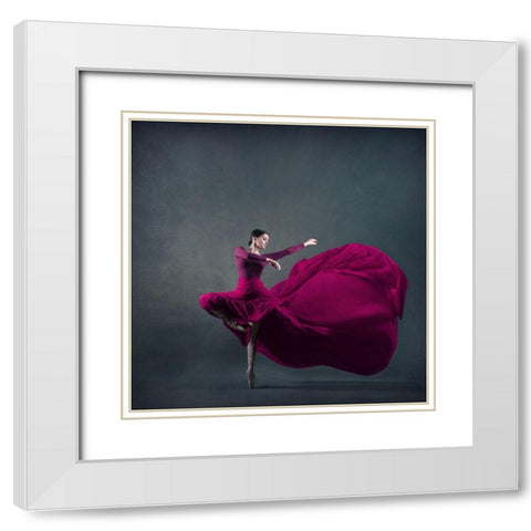 The Girl A Dance White Modern Wood Framed Art Print with Double Matting by Hasheminasab, Moein