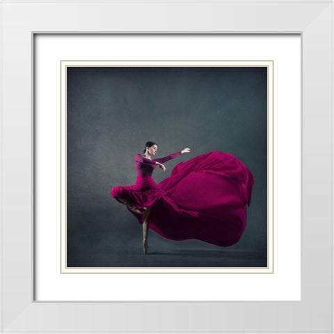 The Girl A Dance White Modern Wood Framed Art Print with Double Matting by Hasheminasab, Moein