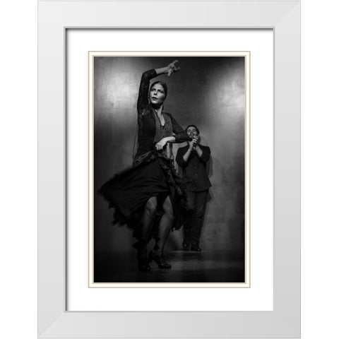 Flamenco Dancer White Modern Wood Framed Art Print with Double Matting by Deakin, Karen