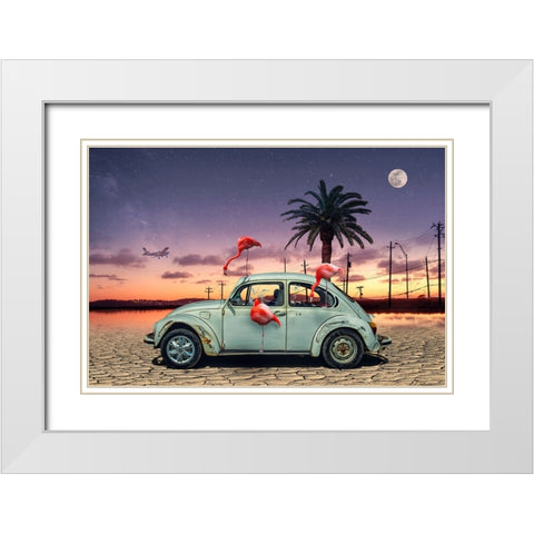 Flamingos Ate My Car White Modern Wood Framed Art Print with Double Matting by Marcel, Christian