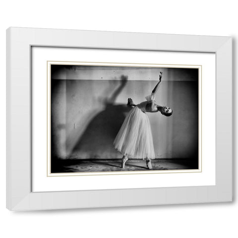 A Girl With A Necklace White Modern Wood Framed Art Print with Double Matting by Kapsha, Eduards