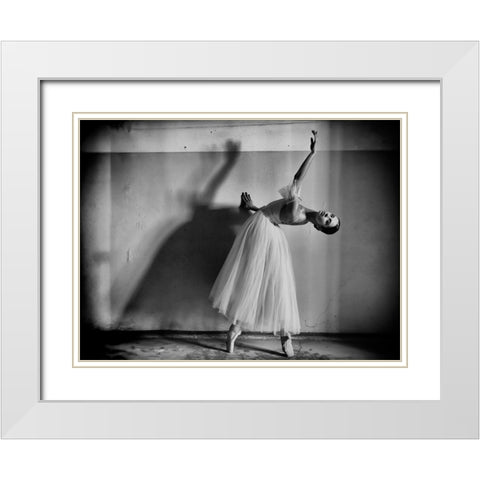 A Girl With A Necklace White Modern Wood Framed Art Print with Double Matting by Kapsha, Eduards