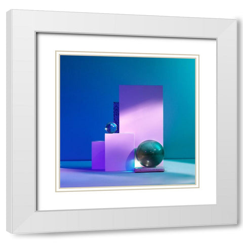 Aqua White Modern Wood Framed Art Print with Double Matting by Yunta, Isma