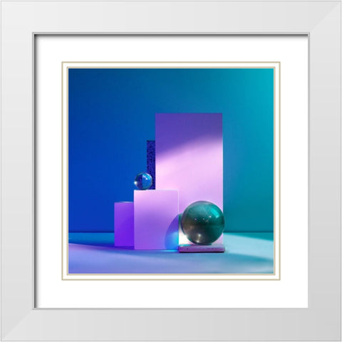 Aqua White Modern Wood Framed Art Print with Double Matting by Yunta, Isma