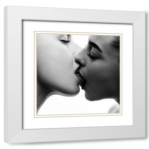 Kiss White Modern Wood Framed Art Print with Double Matting by Krystynek Mqep, Martin