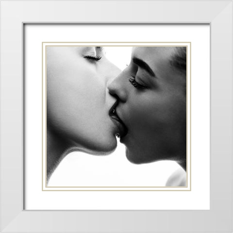 Kiss White Modern Wood Framed Art Print with Double Matting by Krystynek Mqep, Martin