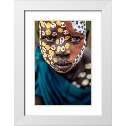 Surma Ethnic White Modern Wood Framed Art Print with Double Matting by Giuliobertocci