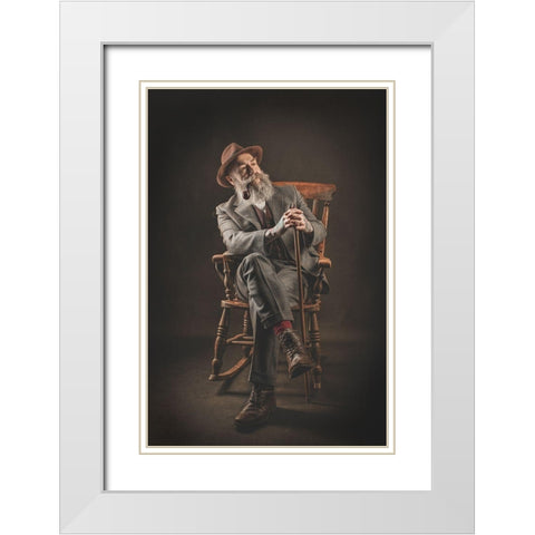An English Gentleman White Modern Wood Framed Art Print with Double Matting by Dixon, Colin
