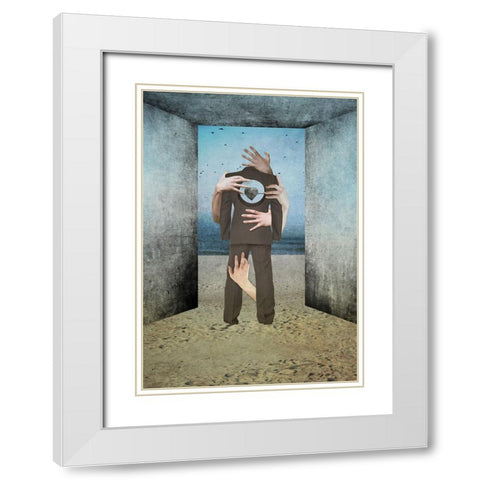Heart Of Stone White Modern Wood Framed Art Print with Double Matting by Tazarska, Lucyna