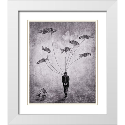 Land Of The Flying Dead White Modern Wood Framed Art Print with Double Matting by Mohanraj, Arun