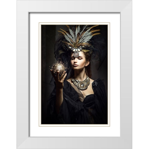 The Sorceress White Modern Wood Framed Art Print with Double Matting by Siegart