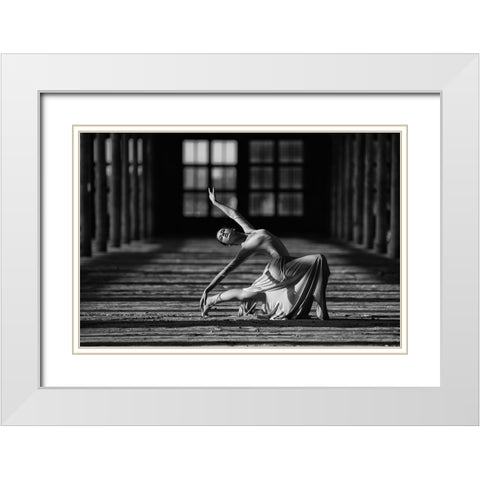 Evelina White Modern Wood Framed Art Print with Double Matting by Kapsha, Eduards