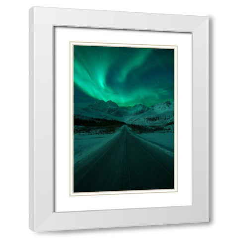 La Dama De La Carretera White Modern Wood Framed Art Print with Double Matting by Gonzalez, Carlos