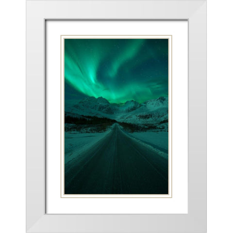 La Dama De La Carretera White Modern Wood Framed Art Print with Double Matting by Gonzalez, Carlos