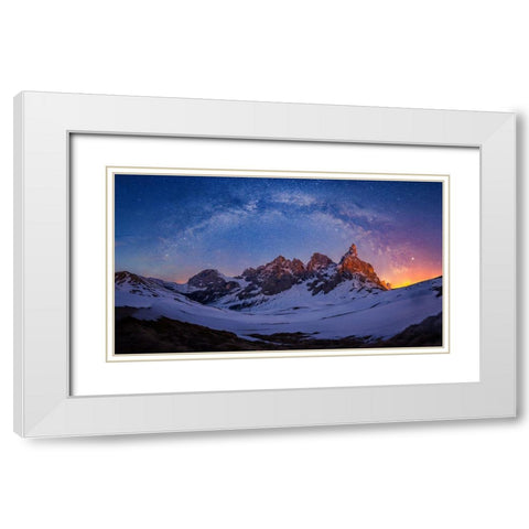 Baita Segantini Under The Night Sky White Modern Wood Framed Art Print with Double Matting by Zheng, Michael