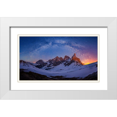 Baita Segantini Under The Night Sky White Modern Wood Framed Art Print with Double Matting by Zheng, Michael