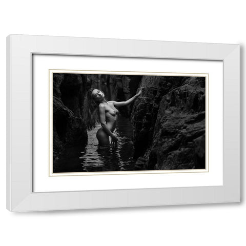 Gloria And The Water White Modern Wood Framed Art Print with Double Matting by Gil Raga, Joan