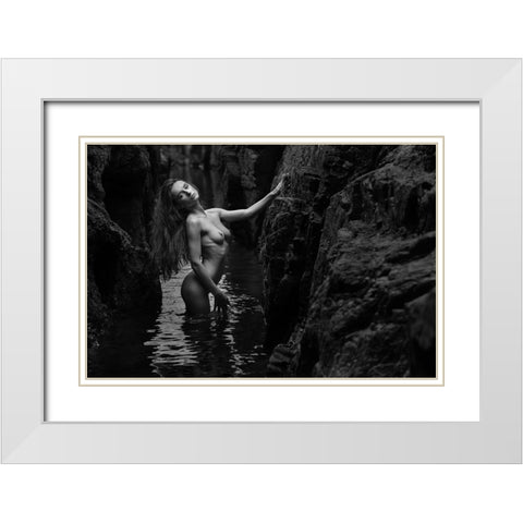 Gloria And The Water White Modern Wood Framed Art Print with Double Matting by Gil Raga, Joan