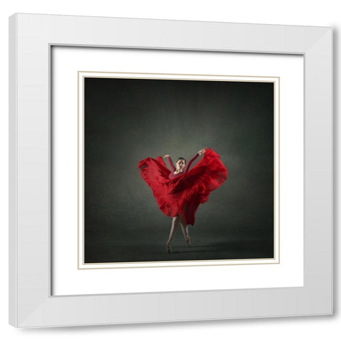 The Girl A Dance White Modern Wood Framed Art Print with Double Matting by Hasheminasab, Moein