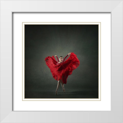The Girl A Dance White Modern Wood Framed Art Print with Double Matting by Hasheminasab, Moein