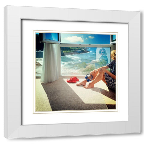 Some Kind Of Blue White Modern Wood Framed Art Print with Double Matting by Ambra