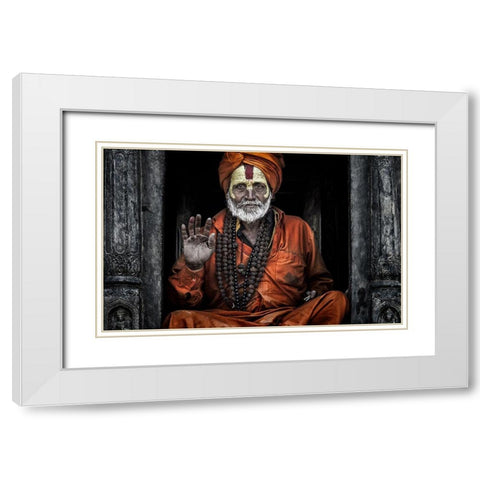 At The Pashupatinath Temple - Kathmandu White Modern Wood Framed Art Print with Double Matting by Inazio Kuesta, Joxe
