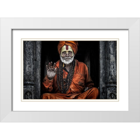 At The Pashupatinath Temple - Kathmandu White Modern Wood Framed Art Print with Double Matting by Inazio Kuesta, Joxe