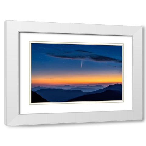 Comet Neowise White Modern Wood Framed Art Print with Double Matting by Zhu, Hua