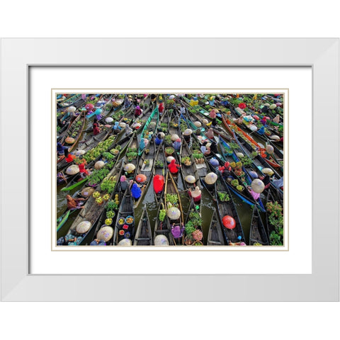Lokbaintan Floating Market Festival White Modern Wood Framed Art Print with Double Matting by Maududdin, Fauzan