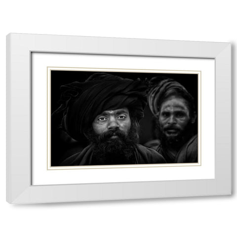 Holy Men. Kumbha Mela. Allahabad White Modern Wood Framed Art Print with Double Matting by Cavalli, Giovanni