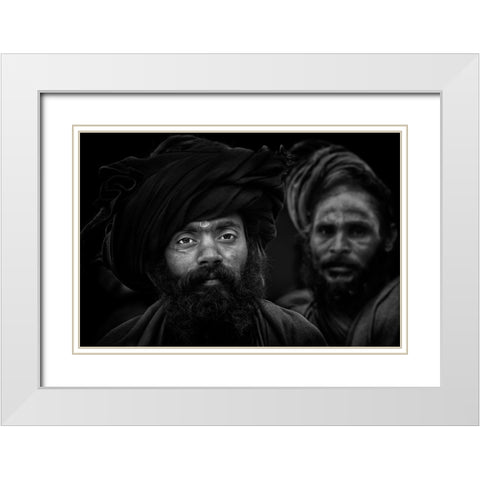 Holy Men. Kumbha Mela. Allahabad White Modern Wood Framed Art Print with Double Matting by Cavalli, Giovanni