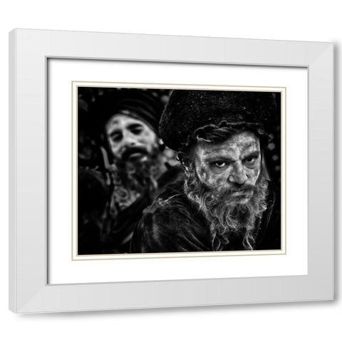 Holy Men In Kumbha Mela, Allahabad White Modern Wood Framed Art Print with Double Matting by Cavalli, Giovanni