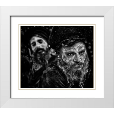 Holy Men In Kumbha Mela, Allahabad White Modern Wood Framed Art Print with Double Matting by Cavalli, Giovanni